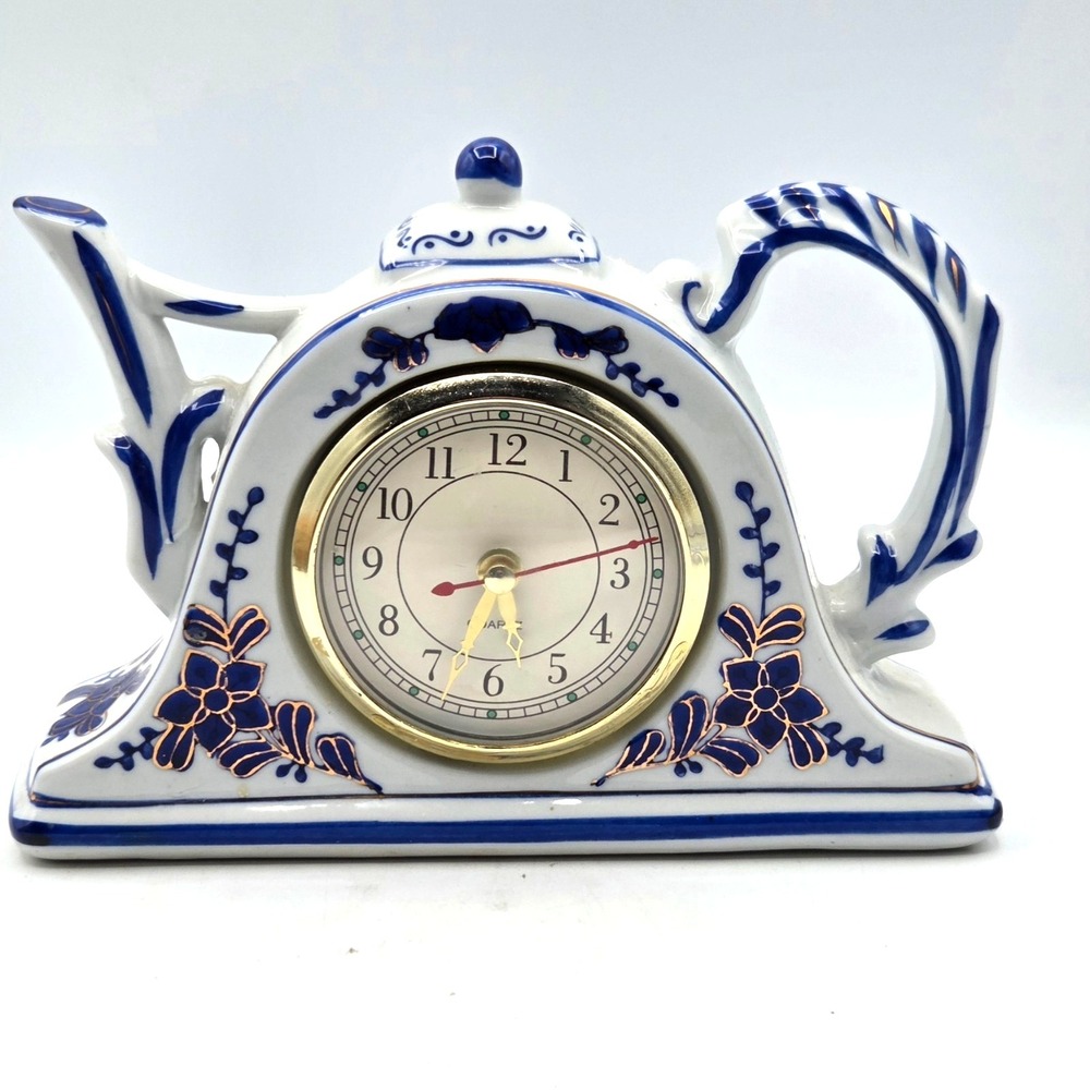 Blue Rose Polish Pottery Morning Medley Teapot Clock NON‎ WORKING